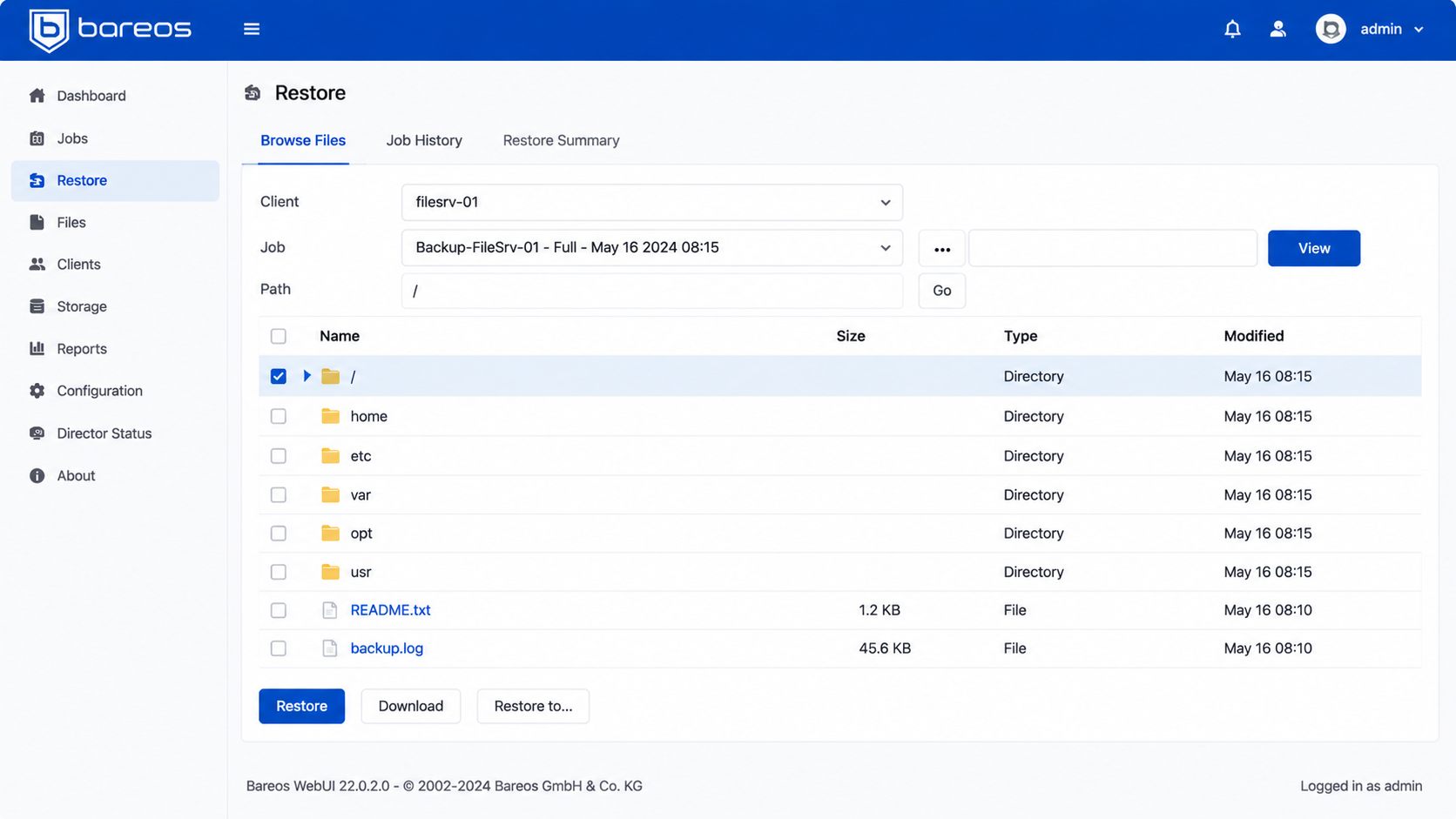 BareOS storage and volume management